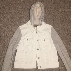 American eagle white hoodie/bomber jacket